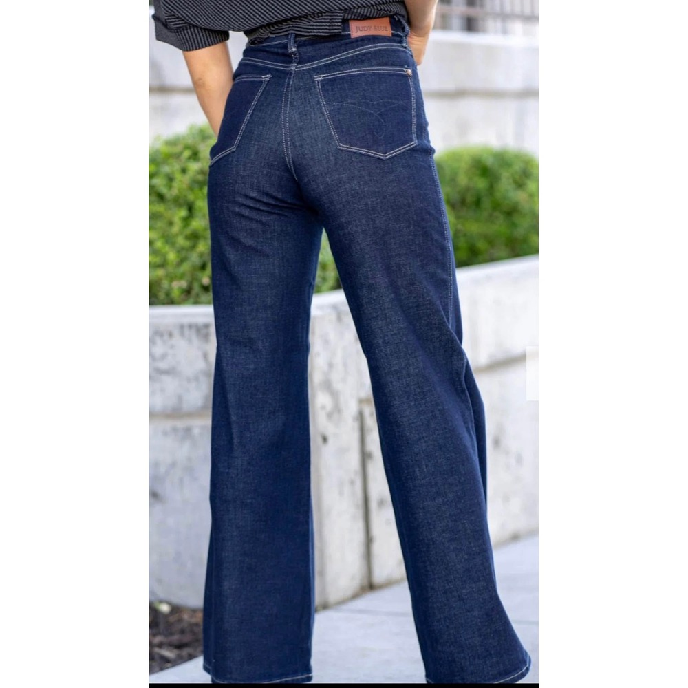 New With Tags Judy Blue High Waist Retro Wide Leg Jeans Dark Wash Size 11‎ - Picture 2 of 14